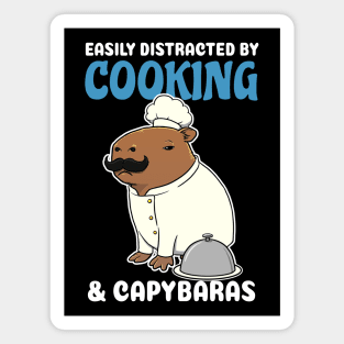 Easily Distracted by Cooking and Capybaras Cartoon Magnet